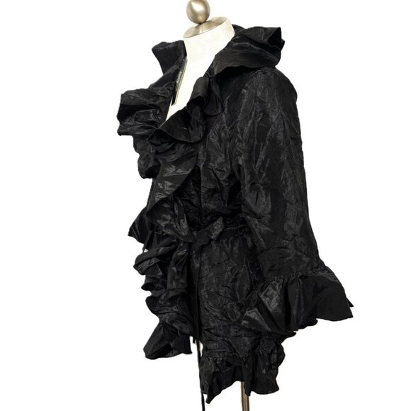 Jerry T Black Crinkle Long Jacket Coat Size Large - NWT - Picture 4 of 16